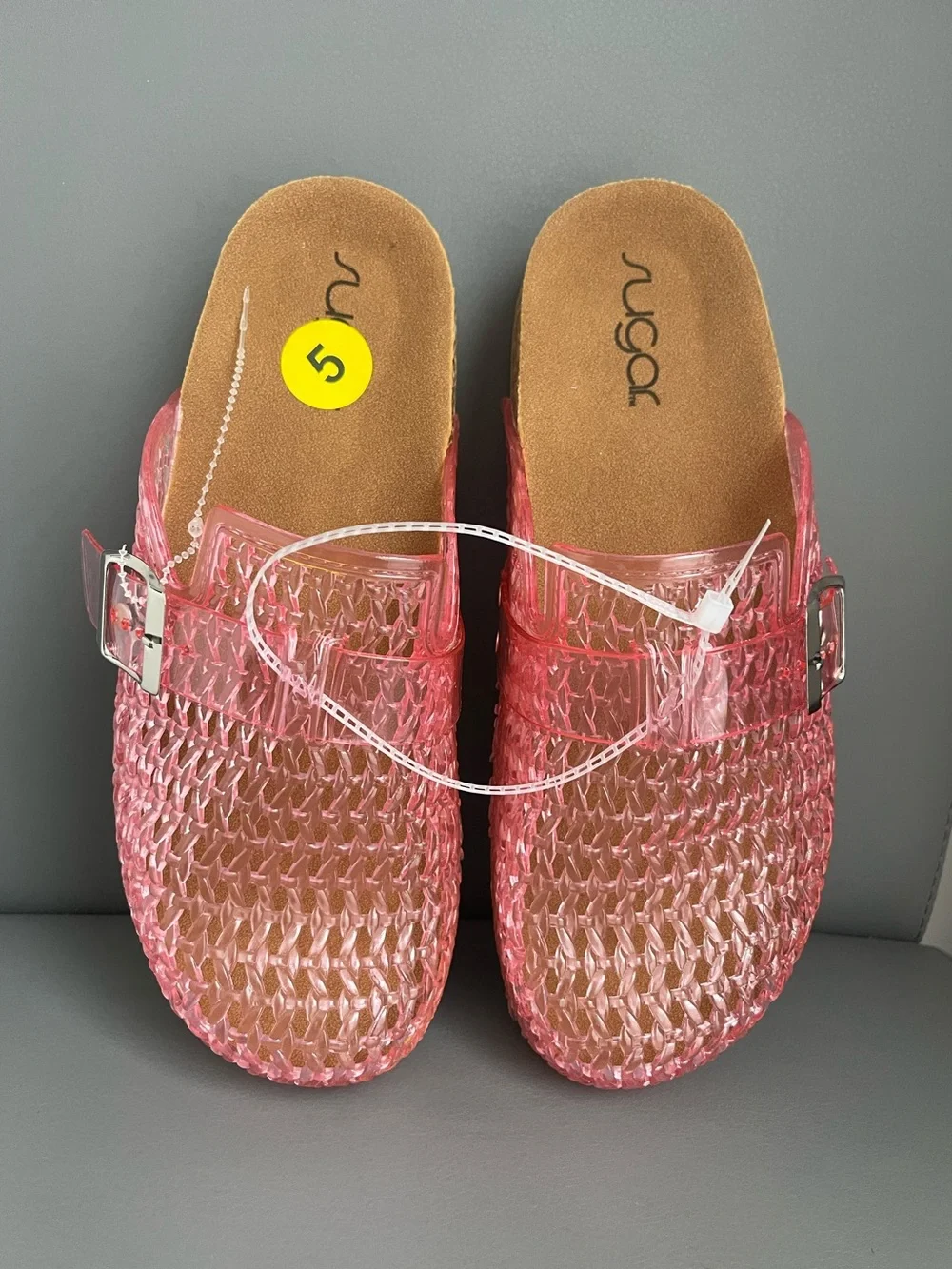Sugar Pink Jelly Clogs Cork Footbed Slides Sandals Girls Size 5